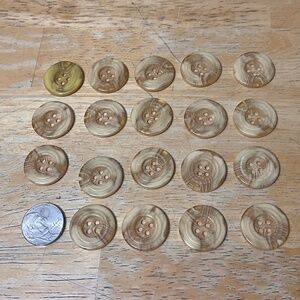 Vintage Sewing Buttons Tan with Wood Grain Look Lot of 19
